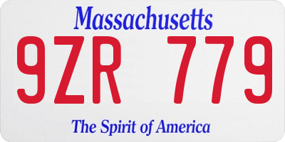 MA license plate 9ZR779
