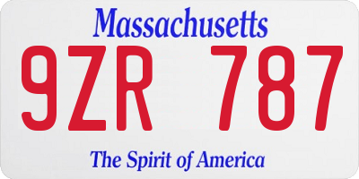 MA license plate 9ZR787