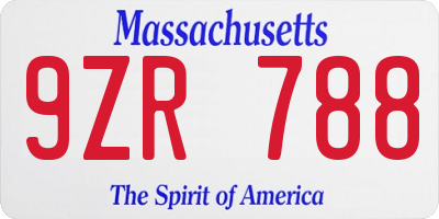 MA license plate 9ZR788