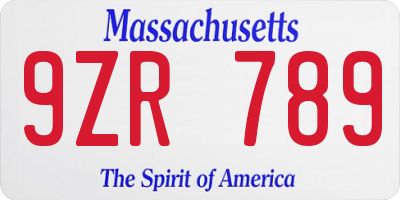 MA license plate 9ZR789