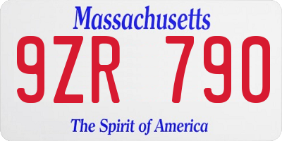 MA license plate 9ZR790