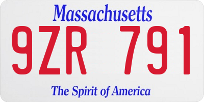 MA license plate 9ZR791