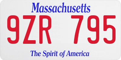 MA license plate 9ZR795