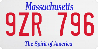 MA license plate 9ZR796