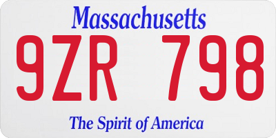 MA license plate 9ZR798