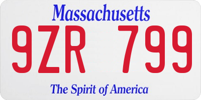 MA license plate 9ZR799