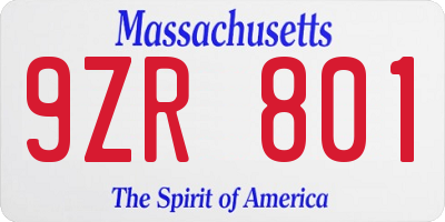 MA license plate 9ZR801