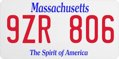 MA license plate 9ZR806