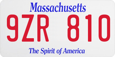 MA license plate 9ZR810