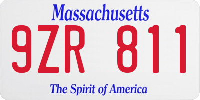 MA license plate 9ZR811