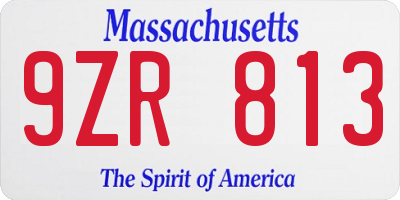 MA license plate 9ZR813