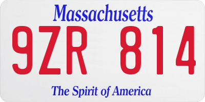 MA license plate 9ZR814