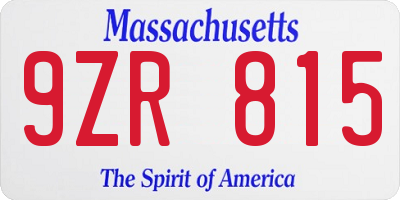 MA license plate 9ZR815
