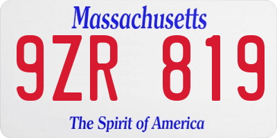 MA license plate 9ZR819