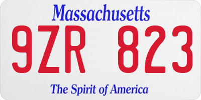 MA license plate 9ZR823