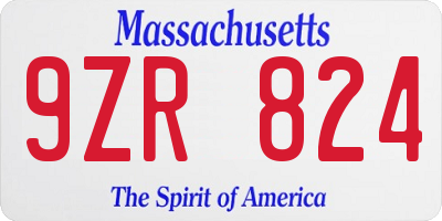 MA license plate 9ZR824