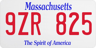 MA license plate 9ZR825