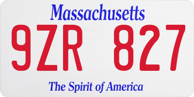 MA license plate 9ZR827