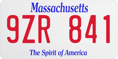 MA license plate 9ZR841