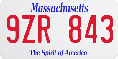 MA license plate 9ZR843