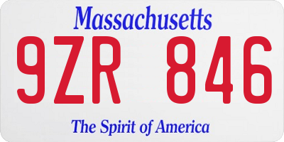 MA license plate 9ZR846