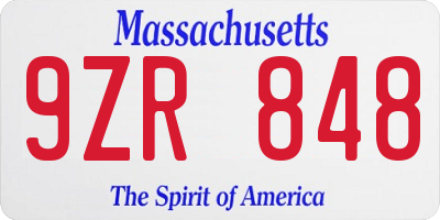 MA license plate 9ZR848