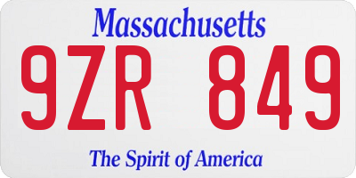 MA license plate 9ZR849