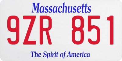 MA license plate 9ZR851