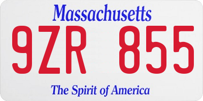 MA license plate 9ZR855