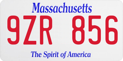 MA license plate 9ZR856