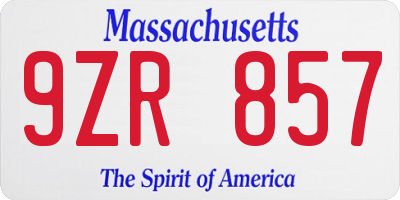 MA license plate 9ZR857