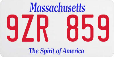 MA license plate 9ZR859