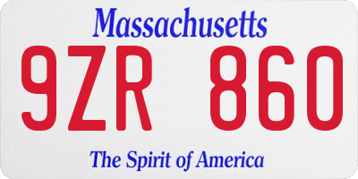 MA license plate 9ZR860