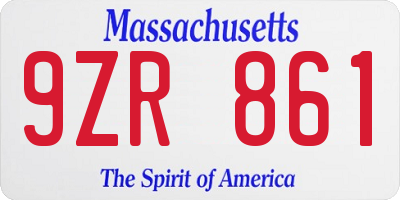 MA license plate 9ZR861