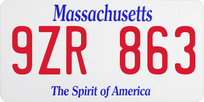 MA license plate 9ZR863