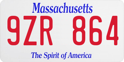 MA license plate 9ZR864