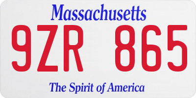 MA license plate 9ZR865