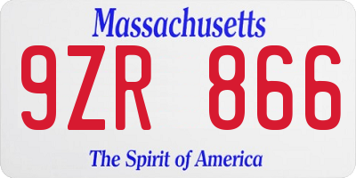 MA license plate 9ZR866