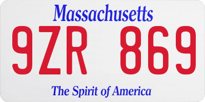 MA license plate 9ZR869