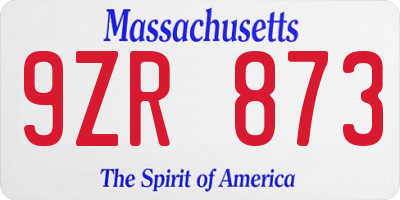 MA license plate 9ZR873