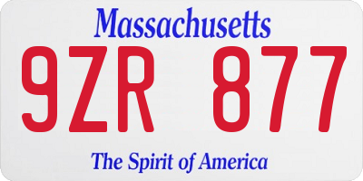 MA license plate 9ZR877