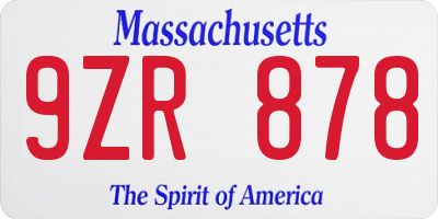 MA license plate 9ZR878