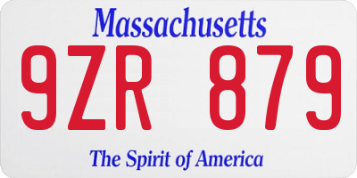 MA license plate 9ZR879