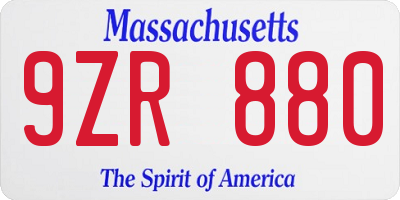 MA license plate 9ZR880