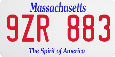 MA license plate 9ZR883