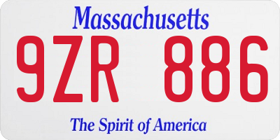 MA license plate 9ZR886