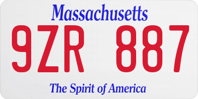 MA license plate 9ZR887