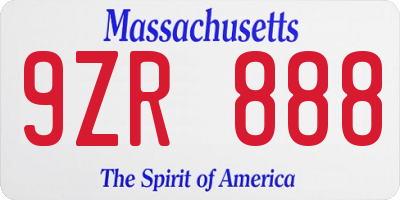 MA license plate 9ZR888