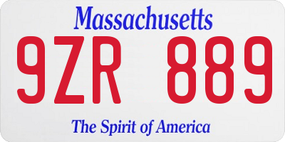 MA license plate 9ZR889