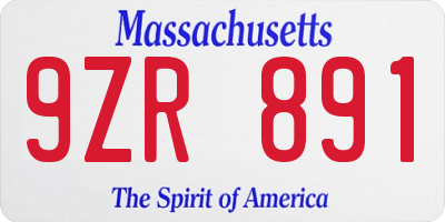 MA license plate 9ZR891